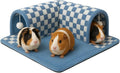 Guinea Pig Tunnel Bed – Fleece Hideout & Cozy Bed for Small Pets, Soft Washable Small Animal House and Bedding Alternative Tunnel for Guinea Pigs, Rabbits, Hamsters & Ferrets (Blue)