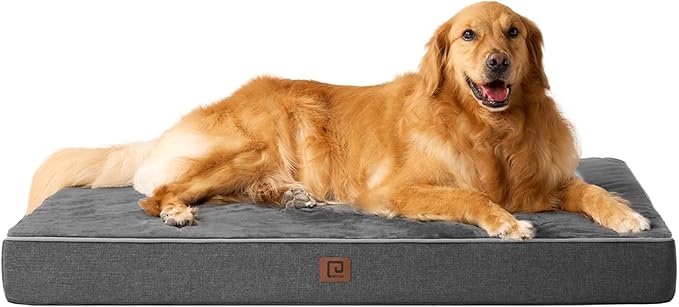 EHEYCIGA Orthopedic Dog Bed Waterproof 47"x29", Memory Foam Pet Bed for XXLarge Dog Bed, Washable Pet Mat with Removable Cover, Dark Grey