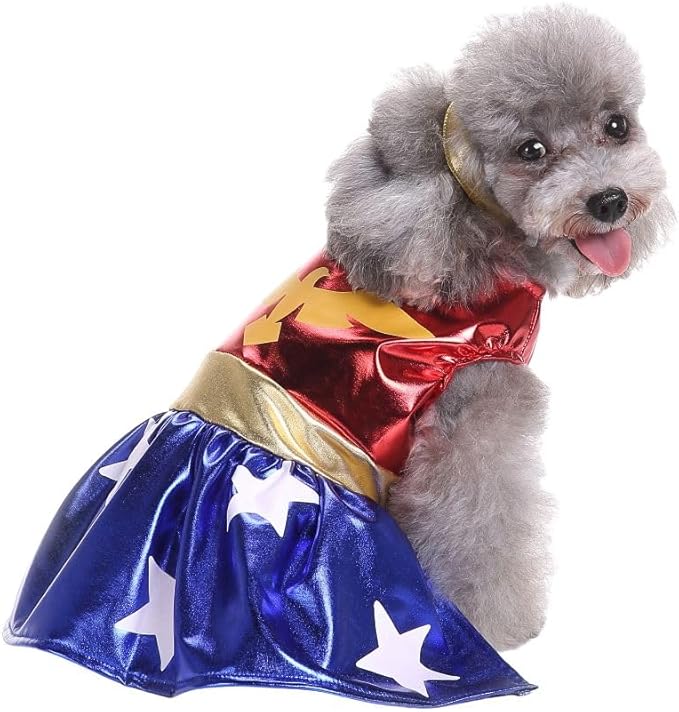Puppy Cowboy Cheerleader Costume Halloween Christmas Funny Party Cosplay Clothes for Cat, Small Dog (Medium, Cheerleader)