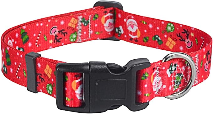 Christmas Dog Collar - Premium Adjustable Dog Collar for Small Medium Large Dogs (Christmas, S)