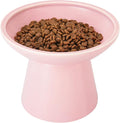 CEEFU Extra Wide Elevated Ceramic Cat Food Bowl - 6.2" Shallow Dish for Whisker Fatigue Relief, 5" Height for Easy Feeding, Lead & Cadmium Free, Durable Raised Cat Food Bowls, Pink