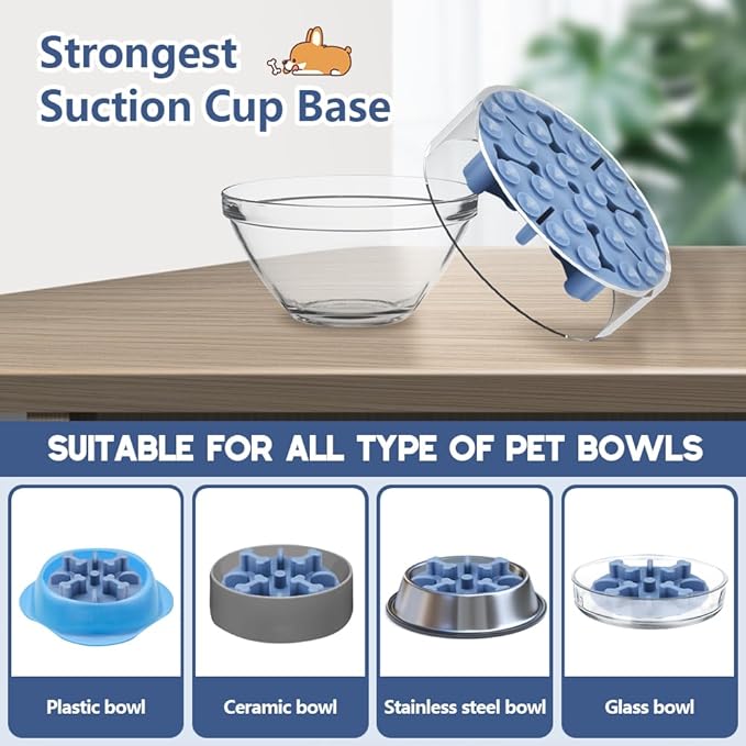 Soft Silicone Anti-Choking Puzzle Slow Feeder Insert, Compatible with Regular Elevated Dog Bowls No-Spill Design to Slow Down Eating