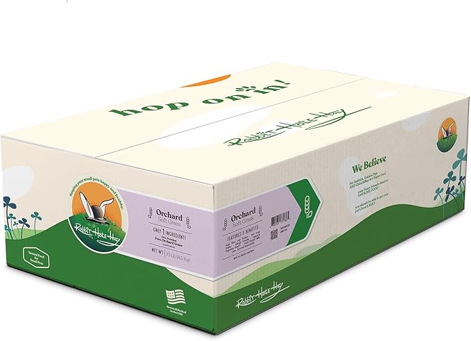 Rabbit Hole Hay - Ultra Premium Soft Orchard Grass for Small Pets - 10 lb Box - Soft & Fresh