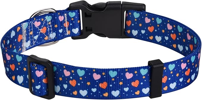 Dog Collar for Large Dogs, Soft Comfy Pet Collar for Small Medium Large Dogs, Geometry Pattern for Boy Girl Puppy Dogs(Love Blue,L)