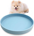 VCEPJH Silicone Dog Plates for Food Shallow Pet Bowl Flat Puppy Food Bowl Whisker Fatigue Cat Feeding Bowls Noiseless Dishes for Dry and Wet Food (Round Blue)