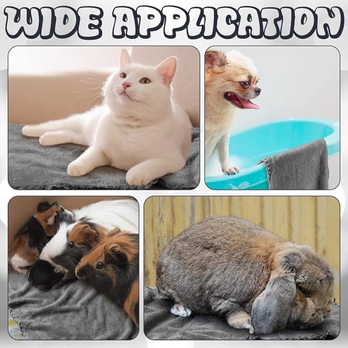 Newwiee 24 Pcs Guinea Pig Fleece Bedding Blankets Bulk Washable Small Animal Fleece Cage Liners Pet Wash Cloth Sleeping Mat Cover for Hamster Chinchilla Rabbit Hedgehog(14 x 30 Inch,Gray)