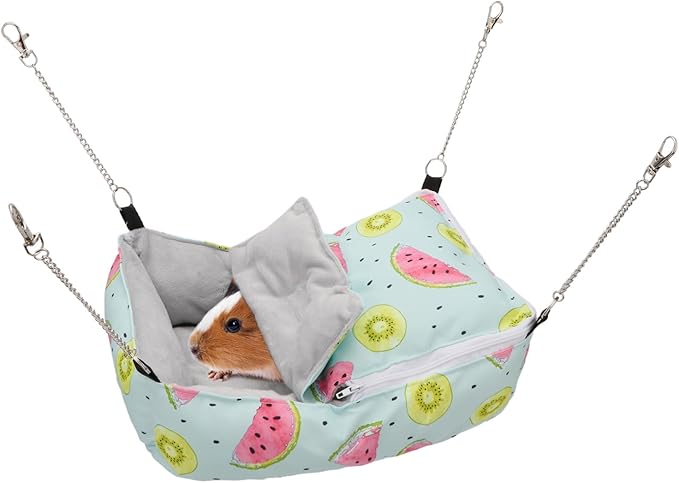 Wontee Guinea Pig Bed Warm Hammock Snuggle Bed for Young Guinea Pig Small Ferret Rat Sugar Glider Squirrel (Green)