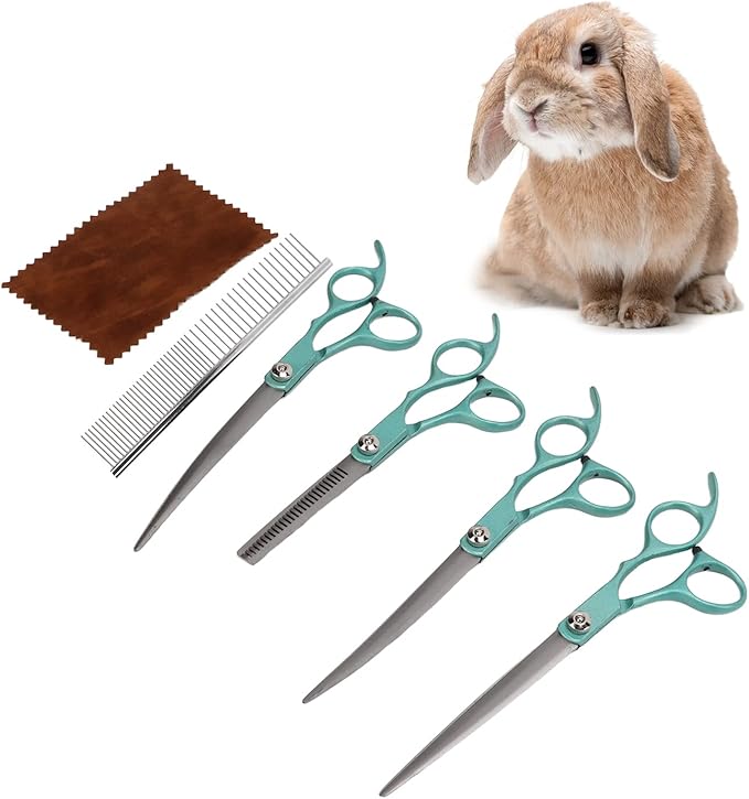 Dog Grooming Kit,Pet Grooming Scissors Set Color Paint Split Scissors Rabbit Hair Trimming Stainless Steel Set for Dogs Cats Rabbits (Green)