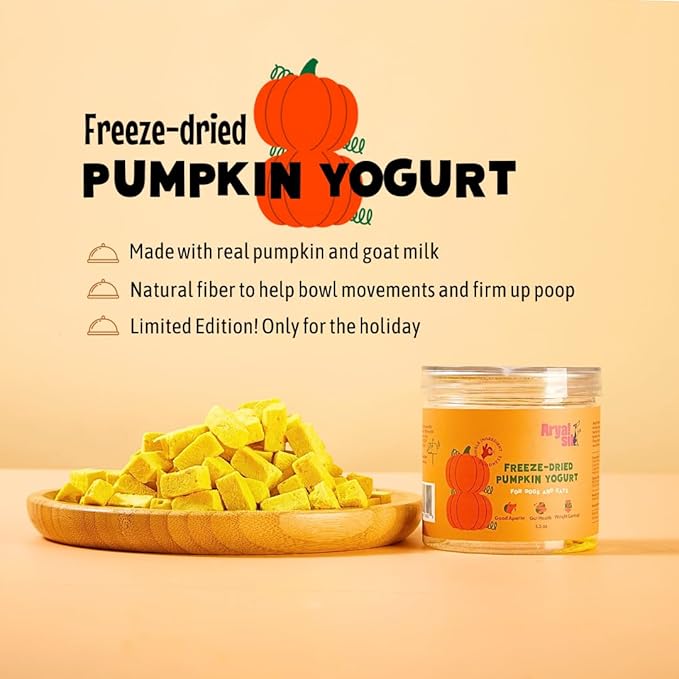 Freeze-Dried Food Topper (Yogurt with Pumpkin) for Dogs and Cats - Probiotic-Rich · High Fiber · Supports Healthy Poop