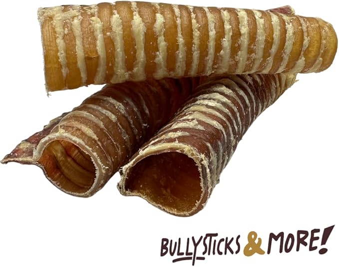 BULLYSTICKS & MORE 6 Inch Grass Fed Beef Trachea (12 Pack) | Long Lasting Dog Chews