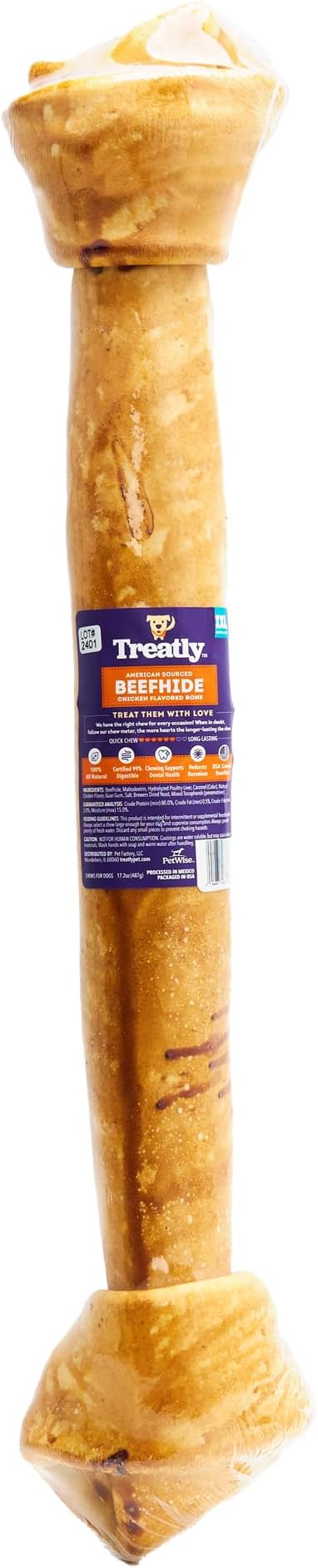 American Beefhide Bones 21-22" Dog Chew Treats - Chicken Flavor, I Count/1 Pack
