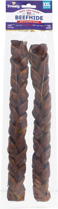 USA Beefhide Braids 12-13" Dog Chew Treats - Beef Flavor, 2 Count/1 Pack