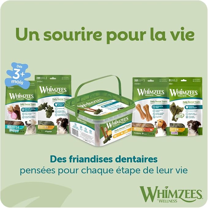 Whimzees Natural Dental Dog Chew Long lasting, Variety Box Mixed Shapes, Small, 56 Pieces