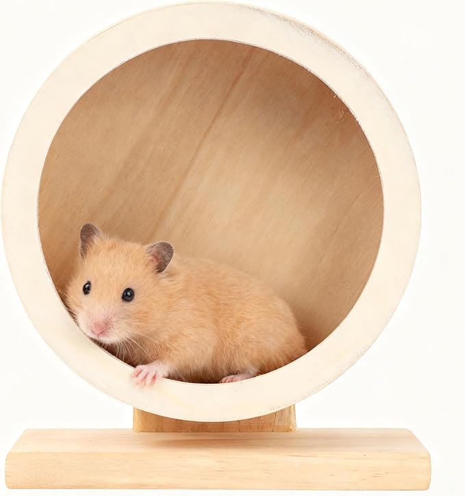 Wooden Hamster Wheels 5.7 Inch Silent Exercise Running Wheel Prevents Boredom Depression for Hamster Gerbil Mice Chinchillas Guinea Pigs (S)