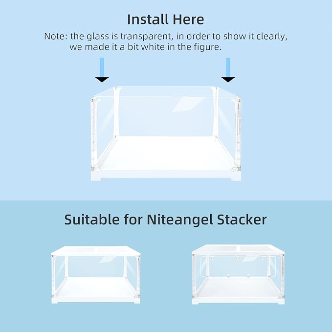 Niteangel Stacker Hamster Cage Accessories - Stacker Cage Wheels or Stacking Holders or Replacement Glass Board for Hamster Gerbil Mice Degu Or Other Small-Sized Pet (Side Glass Board (1 Piece))