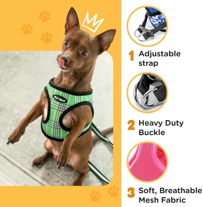 Bark Appeal Blue Hibiscus Step-in Dog Harness for Medium to Large Sized Pets – Updated Sizing, Re-Measuring is Essential – Soft Vest Harness – Anti-Choke with Adjustable Strap & Heavy Duty Clip – L