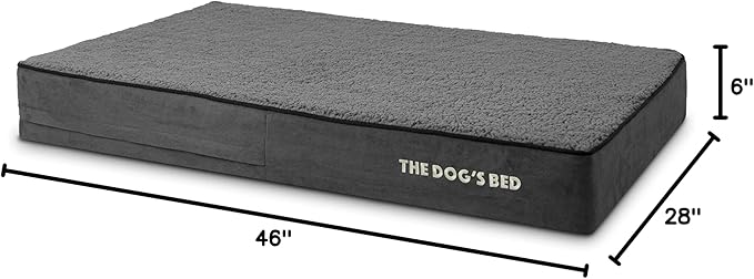 The Dog’s Bed Orthopedic Memory Foam Dog Bed for XL Dogs, Waterproof Washable Cover, Anti-Slip Base, Calming Surface – CertiPUR-Certified Foam, Grey Plush, 6 Inch Thick