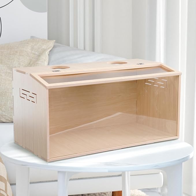 23.6 inch Wooden Hamster Cage, Large Habitat, Openable Top, Transparent Acrylic for Interior View, Ventilated, Easy to Clean, for Syrian Hamster, Dwarf Hamster, Gerbil, Other Small Pet Animals