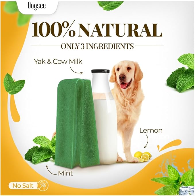 Dogsee Mint Flavor Himalayan Yak Cheese Dental Chews for Dogs 1lb (Medium - 6 Chews) | Aid Digestion | Made in Himalayan Regions | Odorless Dog Treats…