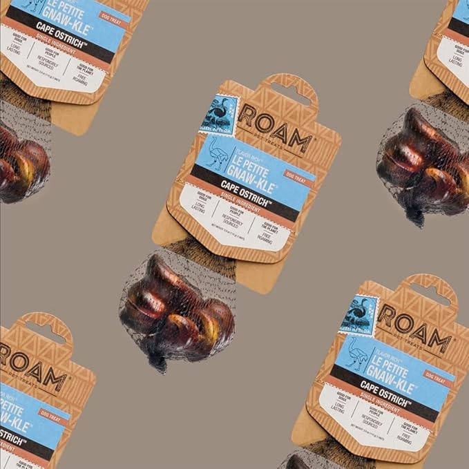 ROAM Pet Treats Ostrich Dog Chew, Dog Treats - Ostrich Knuckle Bones for Small Dogs (Pack of 2)