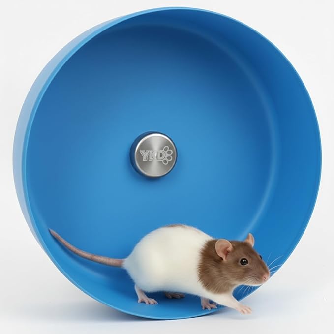 11.8" Silent Rat Exercise Wheel, Aluminum Alloy Noiseless Running Wheel for Fancy Rat, Syrian Hamsters, Hedgehogs and Small Pets (Bracket-Blue)