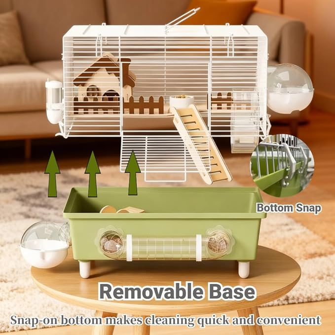 18.5 Inch Chewproof Metal Hamster Cage - All-in-One Habitat with Wheel, Hideout, Platforms for Dwarf Hamster, Mice, Rats, Guinea Pig