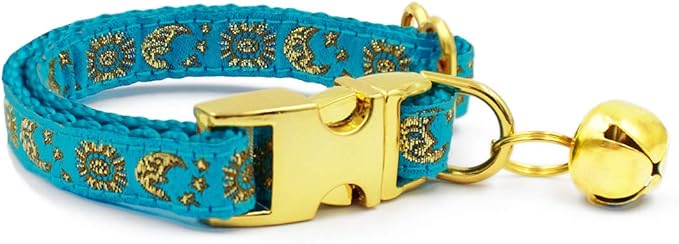 waaag Pet, Moons Stars Suns Dog Collar Cat Collar, Multiple Designs Crescent Celestial Dog Cat Collar Leash Harness