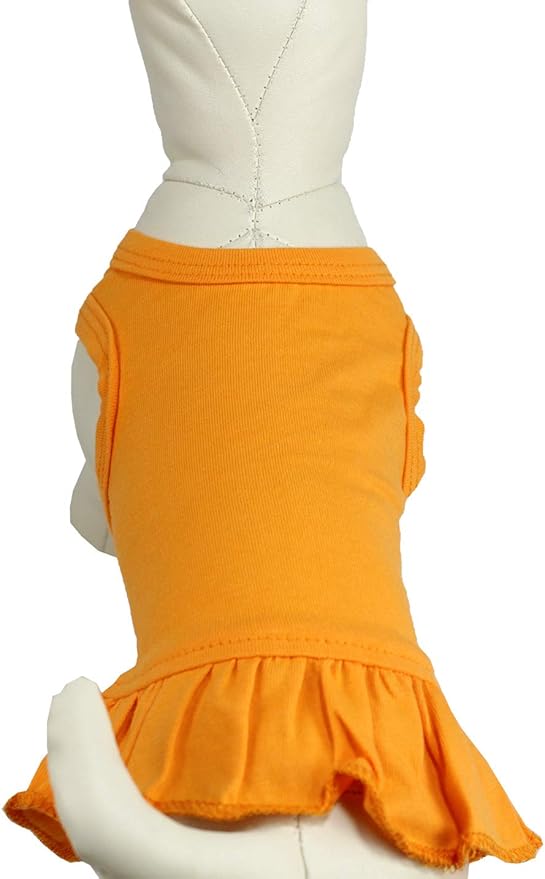 Pet Clothes Small Dog Clothing Blank Color Sport Dress T-Shirts Tee Dresses Tanks Top for Small Size Female Dogs Summer Spring Pet Costumes 100% Cotton (L, Orange)