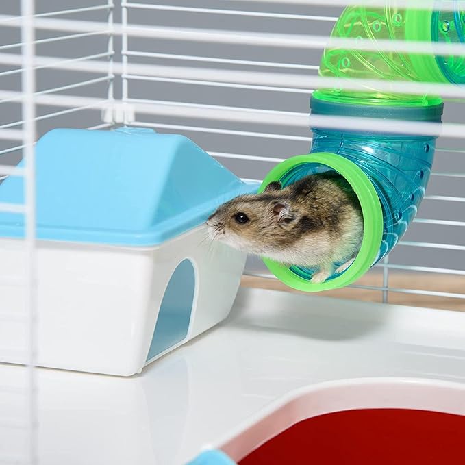 Extra Large Multi-Floors Expandable and Customizable Hamster Mansion Mouse Habitat Gerbil Home Rat House Small Animal Critter Home Cage with Hide House Excerise Running Wheel Food Bowl