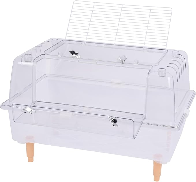 Doppy Acrylic Hamster Cage, 23.6x15x15.7 Clear Transparent Hamster Cage with 360° View & Dual Ventilation Doors, Chewproof Detachable Enclosure for Syrian Dwarf Gerbils Hedgehogs Indoor