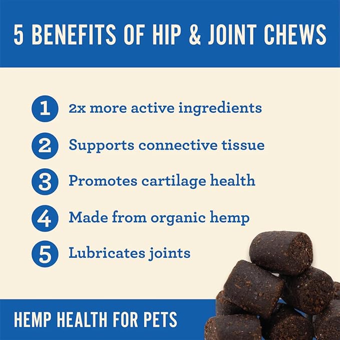 Hemp Well Hip and Joint Soft Chews – Best Joint Supplement for Dogs, Organically Sourced with Hemp, Glucosamine, Chondroitin and Breed Dogs,