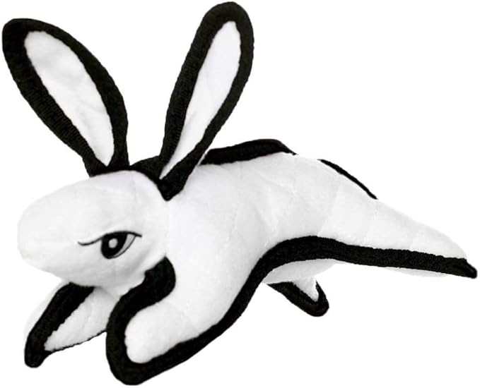 TUFFY - World's Tuffest Soft Dog Toy -Barnyard- Multiple Layers. Made Durable, Strong & Tough. Interactive Play (Tug, Toss & Fetch). Machine Washable & Floats. (White Rabbit, Jr 2 Pack)