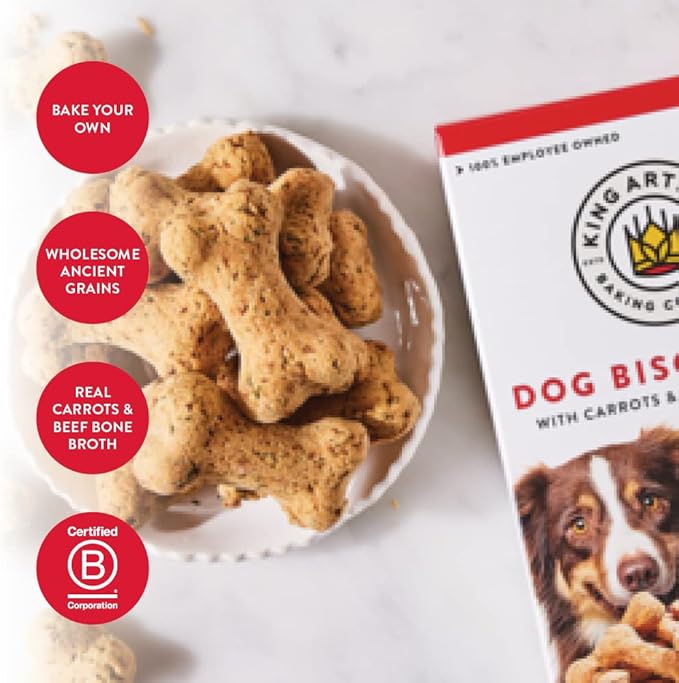 King Arthur Dog Biscuit Mix, Beef Bone Broth & Carrot, Homemade Dog Treats, 12 Oz