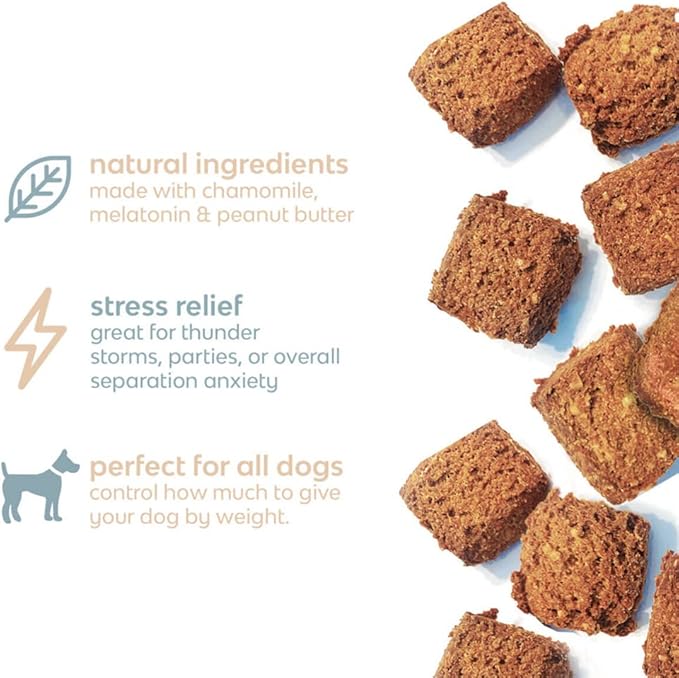 CHILL Bites Calming Dog Treats for Relaxation, Made with Sweet Potato, Valerian Root, & Melatonin for Dogs