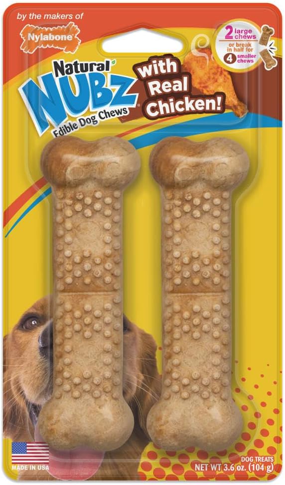 Nylabone 491556 Nubz Chicken Flavor, Large/2 Ct, 1Piece