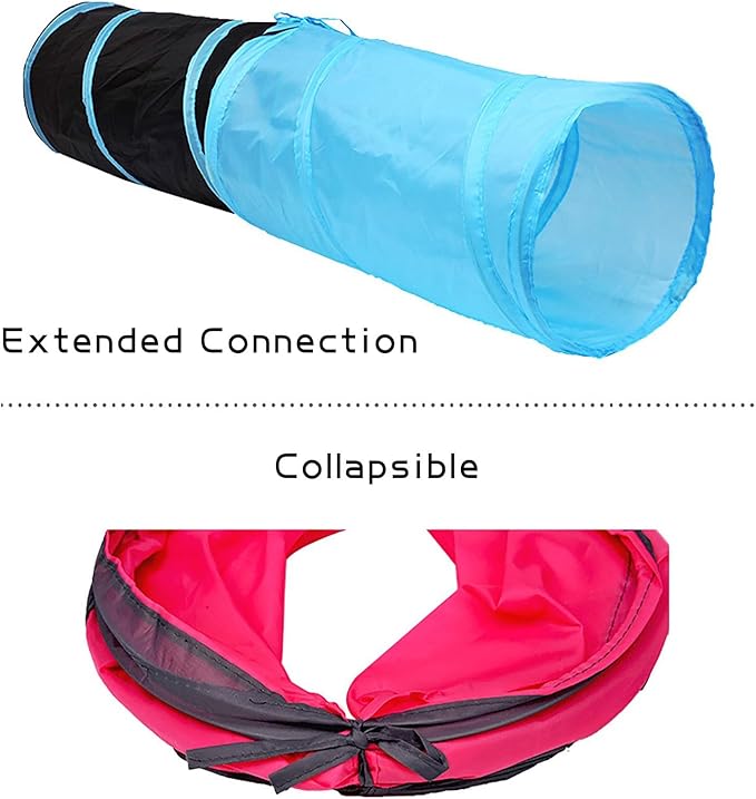 iCAGY Foldable Spiral Cat Tunnel - Indoor Toy for Small Cats, Kittens, and Rabbits - Tube for Interactive Play and Outdoor Fun - Pet Activity Toy Sky Blue 20" 3 Pcs