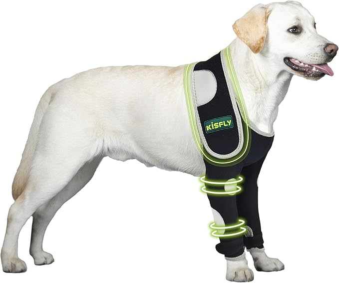 Dog Elbow Sleeve for Dogs, Helps Protect Against Hygroma, Calluses & Pressure Sores, Supports Elbow and Shoulder, Prevents Licking Wounds, Reflective Design, Both Legs, Size S