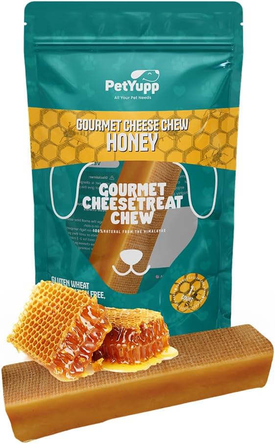 1 Large Honey Yak Cheese Himalayan Dog Chews - Rich Protein & Low Fat Honey Yak Chews for Dogs - Gluten-Free & Lactose-Free Treats for Small, Medium & Large Dogs