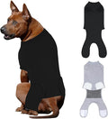 2 Packs Breathable Cotton Dog Recovery Suit for After Neuter Spay Abdominal Wounds Protector, Professional Anti-Licking Onesies for Male Female Pets Surgery Bandages, XL Black Grey Pure