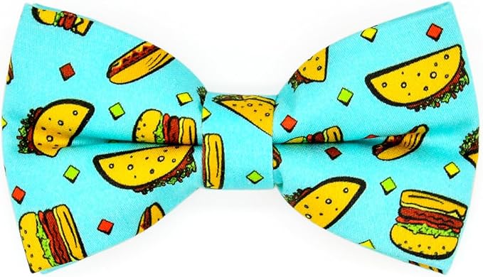 Taco Cat Collar Bow Tie, Breakaway Safety Collar, Wedding/Birthday Cat Accessories, Adjustable Bowtie, Removable Jingle Bell