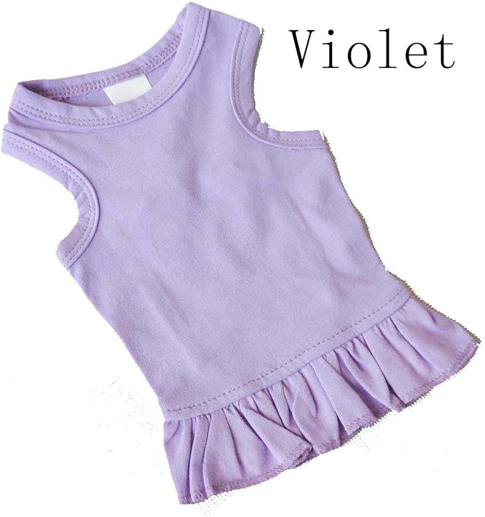 Pet Clothes Small Dog Clothing Blank Color Sport Dress T-Shirts Tee Dresses Tanks Top for Small Size Female Dogs Summer Spring Pet Costumes 100% Cotton (XL, Violet)