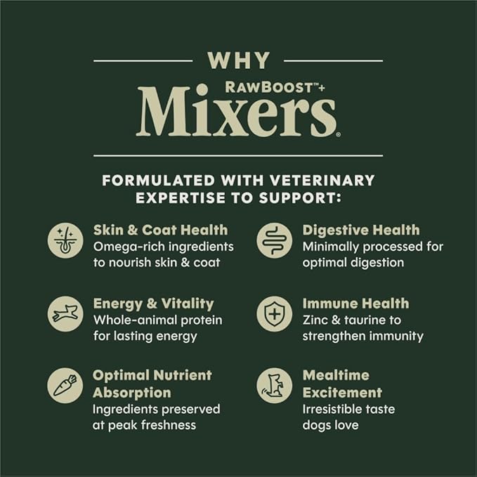 Instinct RawBoost Functional Mixers, Freeze Dried Dog Food Topper, Grain-Free, Real Chicken - Skin & Coat Health, 12.5 oz. Bag