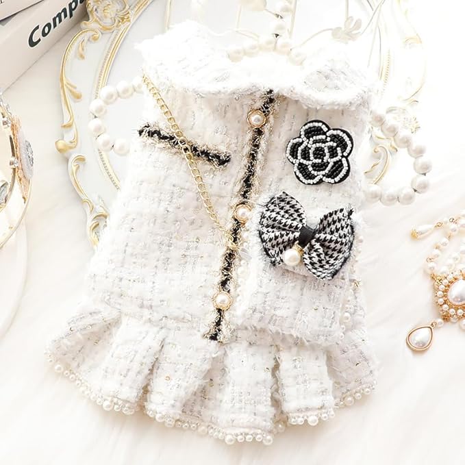 Designer Dog Dress for Small Dogs Puppy Teacup | Cute Stylish Pet Outfit – Luxury Puppy Clothes for French Bulldog, Chihuahua, Dachshund, Maltese, Yorkie, Cats – Fashion Apparel