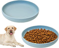 BNOSDM Silicone Dog Bowl Non-Slip Cat Food Plate 2 Pcs Flat Dog Bowls with Suction Cup Shallow Puppy Food and Water Dish for Small and Medium Pets (Gray-Blue)