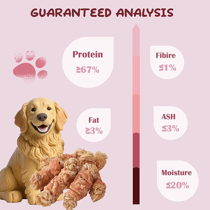 ASMPET Beef Tendon Dog Treats, Chicken Wrapped Beef Tendon Knotted Bones, Long Lasting Dog Chews Bones