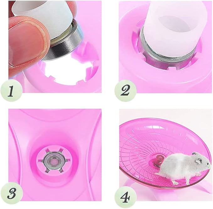 Pink Silent Runner Hamster Wheel 7 Inch Quiet Spinner Wheel Flying Saucer Exercise Wheel for Dwarf Hamster Syrian Hamster Gerbil Mice Rats Hedgehog Small Animals