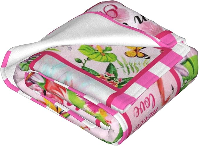 SweetFox Just A Girl Who Loves Flamingos Blanket, Flamingo Decor Throw Blanket Gifts for Girls Boys Lovers Super Warm Soft Plush Fleece Flannel Bedding Blankets for Kids Adults Men Women 80"X60"