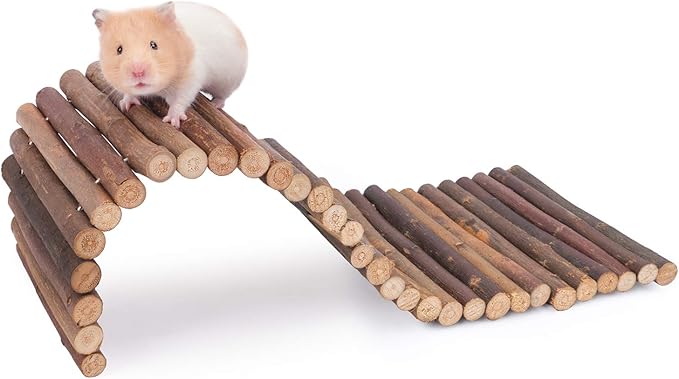 Niteangel Wooden Ladder Bridge, Hamster Mouse Rat Rodents Toy, Small Animal Chew Toy (15.7" x 5.9")