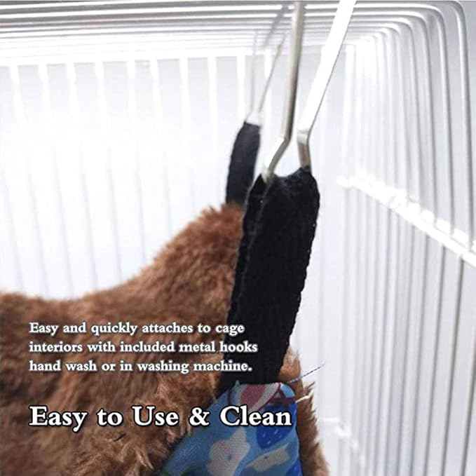 Oncpcare Pet Cage Hammock, Guinea Pig Bedding, Warm and Cozy Fleece Hammock, Size M, 13" x 13"
