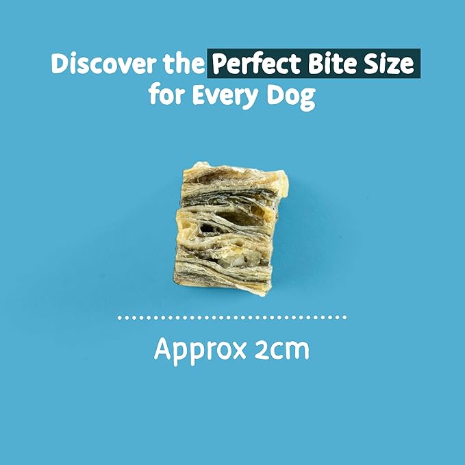 SKIPPER'S Crunchy Cod Fish Skin Cubes - All Natural & Single Ingredient Baked Cod Skin Dog Treats, Rich in Omega 3, Hypoallergenic Crunchy Bites, Gluten Free Treat Great for Cleaning Teeth | (7.05 Oz)